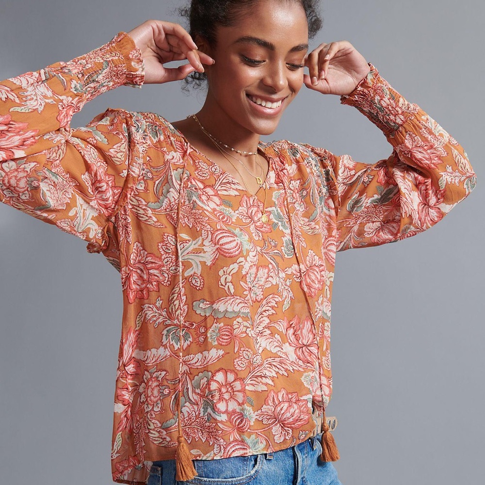 Anthropologie Mina Sheer Peasant Blouse